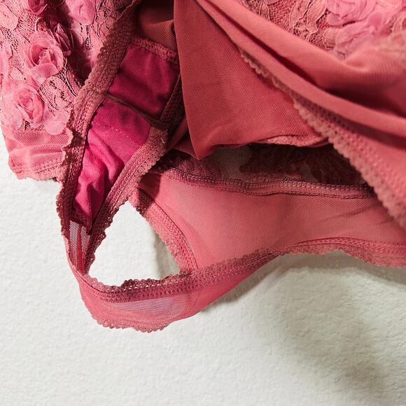 NEW Free People Intimately 2 Haute 2 Handle Pink Rosette Bodysuit Small Coquette - Picture 9 of 11